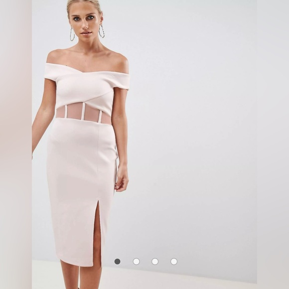 ASOS Bodycon Pink Midi Dress Size 2 - Picture 2 of 7